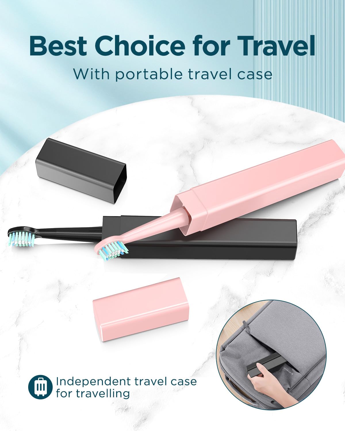 2 Rechargeable Electric Toothbrushes with 12 Brush Heads & 2 Travel Case