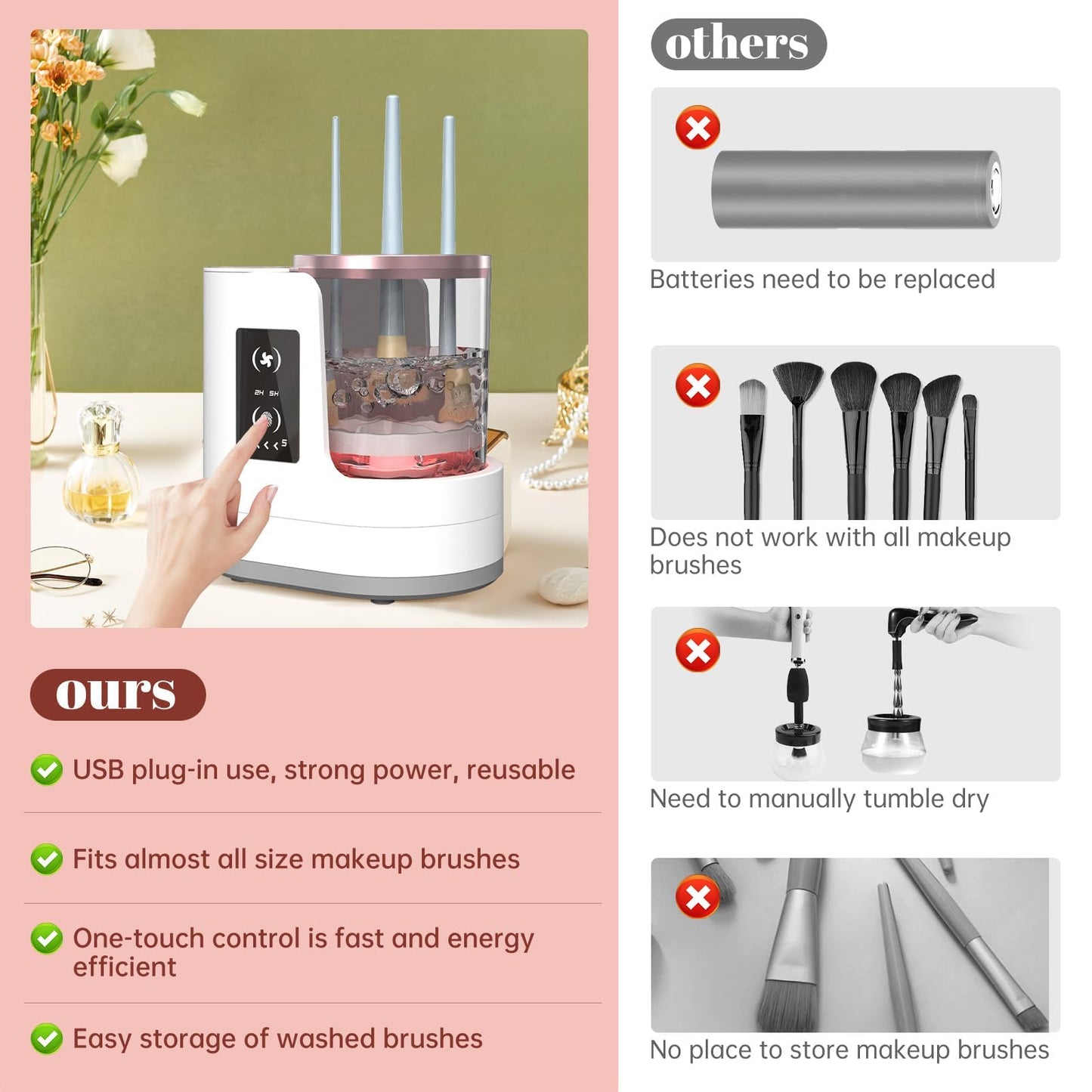 3 IN 1 Electric Makeup Brush Cleaner Machine With Makeup Brush Dryer