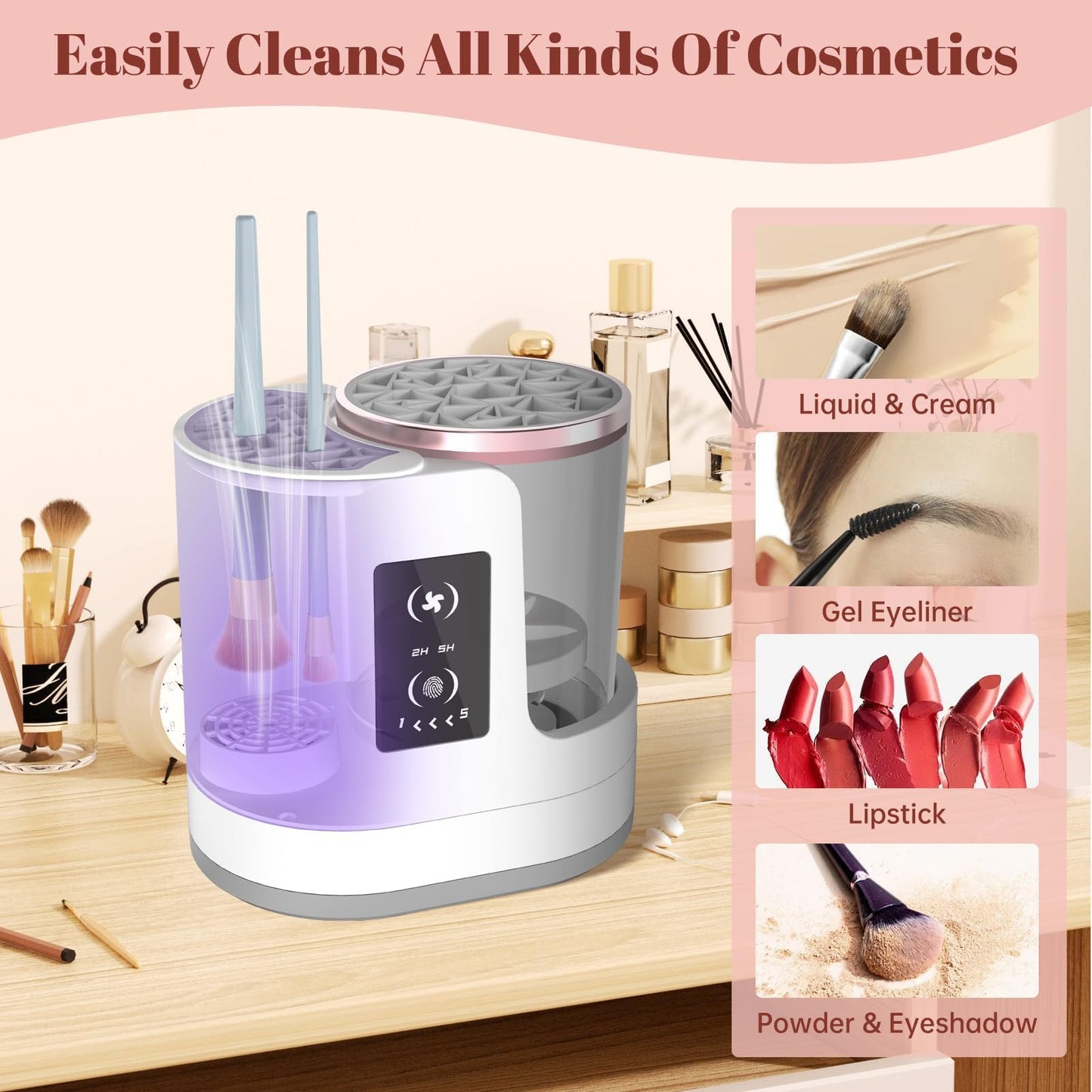 3 IN 1 Electric Makeup Brush Cleaner Machine With Makeup Brush Dryer