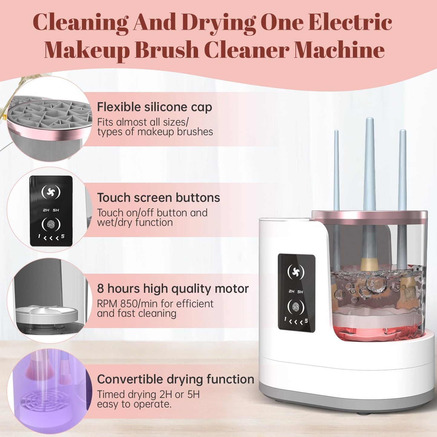3 IN 1 Electric Makeup Brush Cleaner Machine With Makeup Brush Dryer