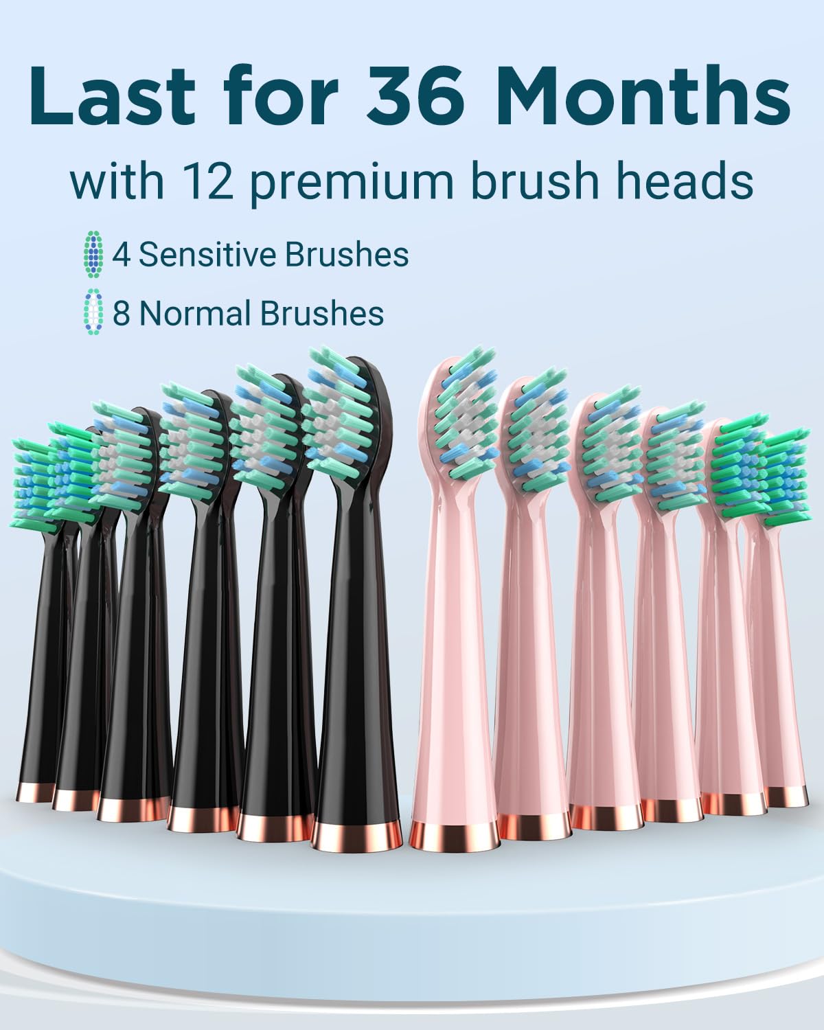 2 Rechargeable Electric Toothbrushes with 12 Brush Heads & 2 Travel Case