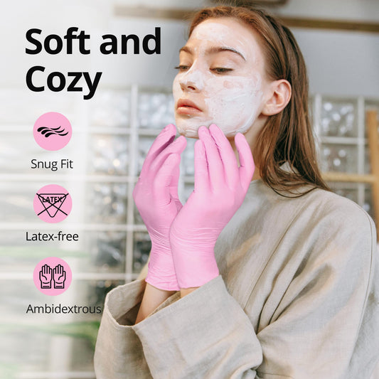 Pink Nitrile Disposable Gloves -Latex Free